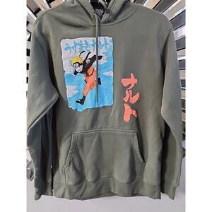 Naruto Shippuden Collection Green Hoodie Mens Size Medium 38-40 Anime Graphic
